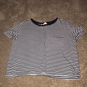 Navy blue and white stripe T shirt